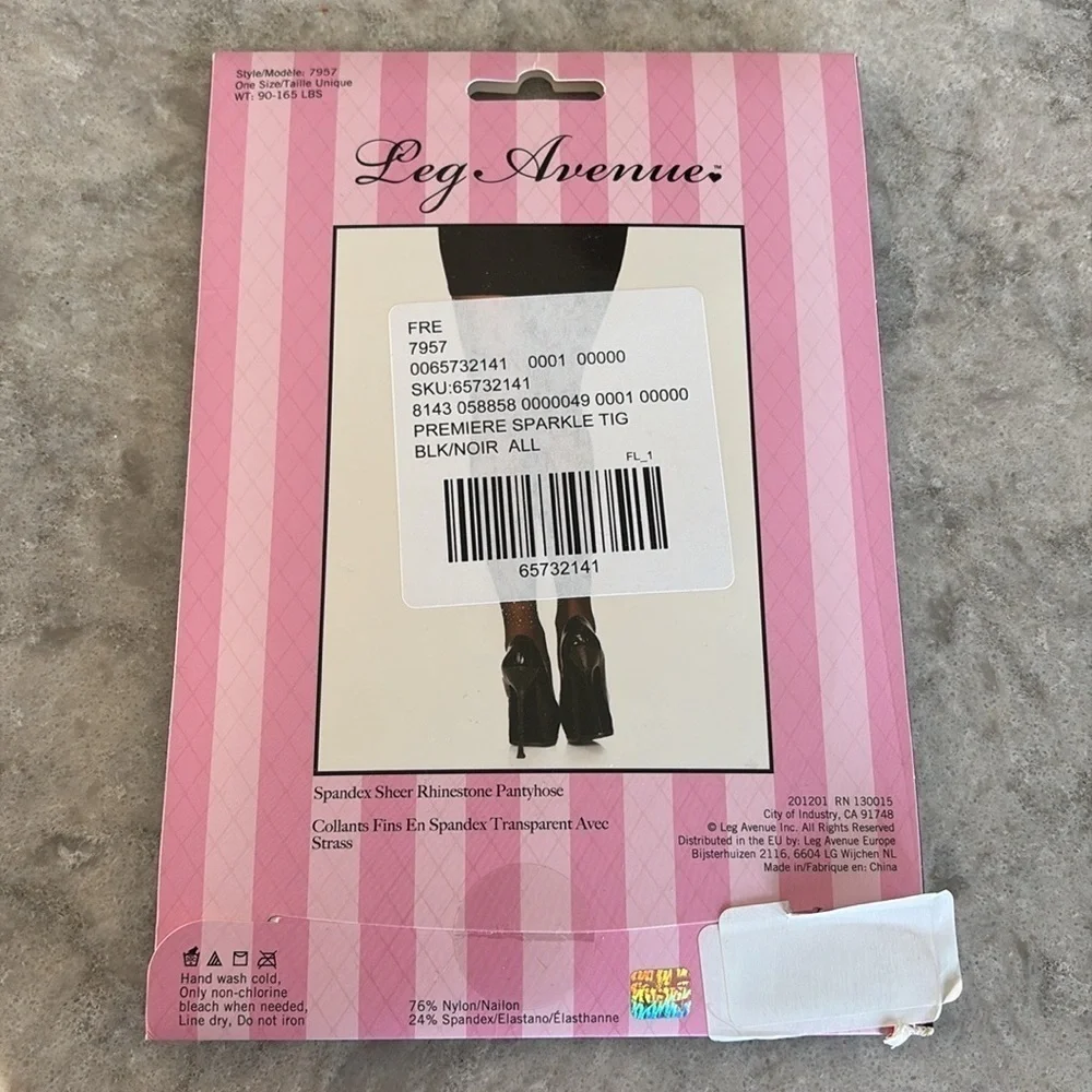 Leg Avenue Women's Spandex Sheer Rhinestone Pantyhose One Size NEW!